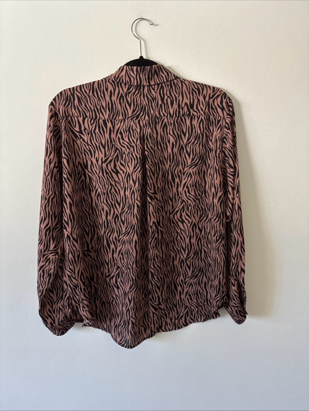 Pleione Mauve and Black Zebra Print Button-Up Blouse - Picture 5 of 9